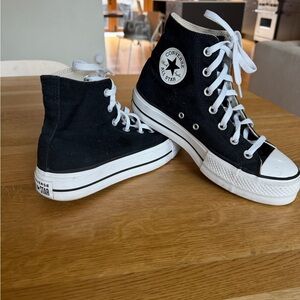 Converse All Star Black Canvas Platform Sneakers